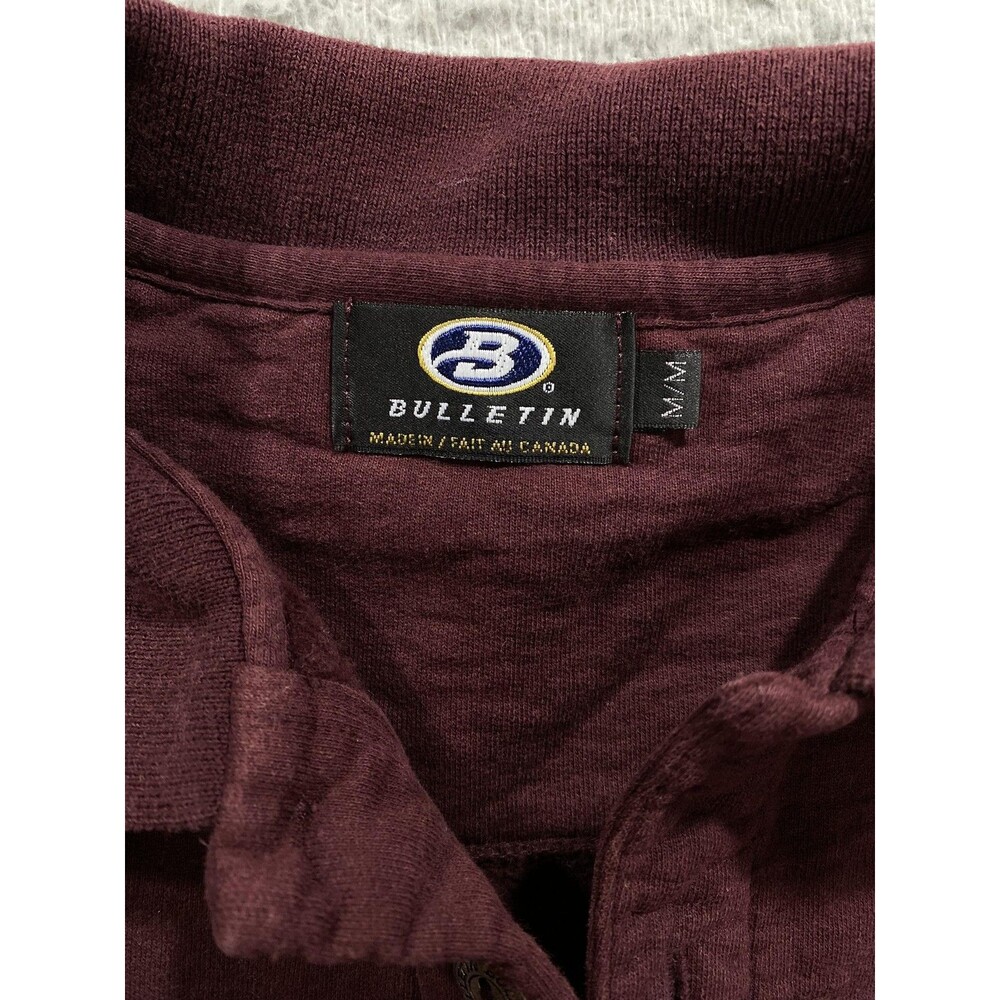 Bulletin Polo Shirt Mens Medium Maroon Whistler Since 1965 Long Sleeve Cotton - Picture 4 of 12